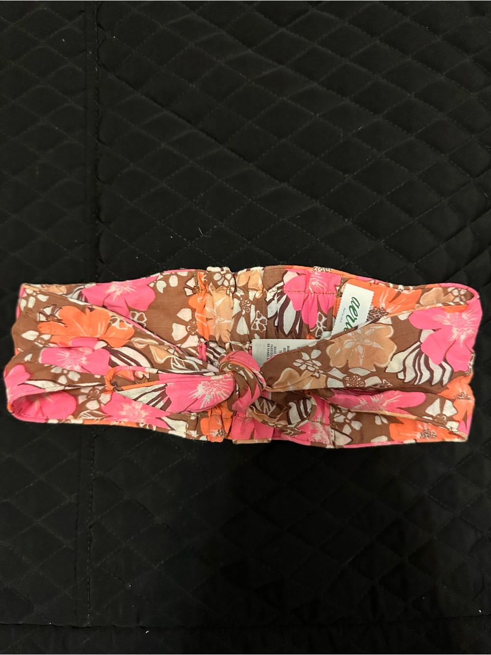 Floral Knot Headband - Brown Pink Orange